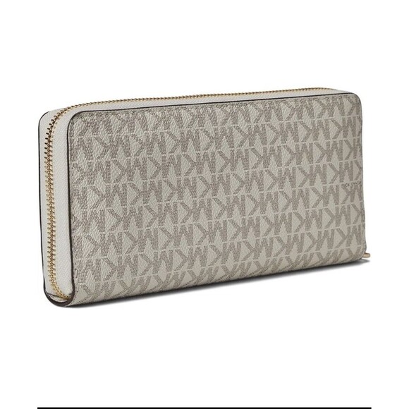 Michael Kors Jet Set Travel Continental Wallet Womens Vanilla Logo-Print ERK1701 - Picture 5 of 9